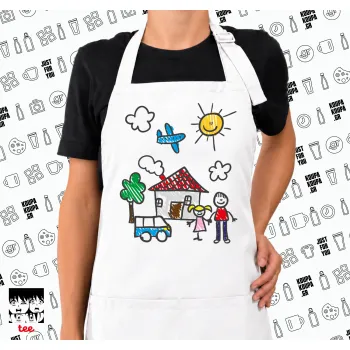 Παιδική ζωγραφιά, Ποδιά μακριά Σεφ ολόσωμη με τσέπες white (ΕΝΗΛΙΚΩΝ)