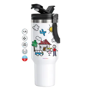 Children's drawing, Mega Stainless steel Tumbler with lid, double wall 1,2L