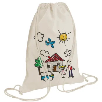 Παιδική ζωγραφιά, Τσάντα πλάτης πουγκί GYMBAG natural (28x40cm)
