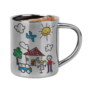 Children's drawing, Double-wall metal cup for espresso (220ml)