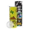 Neon Yellow Travel Tumbler, with metal straw (Stainless steel 304 Food grade, BPA free, 600ml)