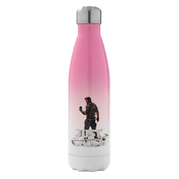 Just Gause, Metal mug thermos Pink/White (Stainless steel), double wall, 500ml