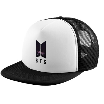 BTS, Καπέλο ενηλίκων Jockey με Δίχτυ Black/White (snapback, trucker, unisex)