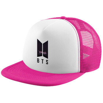BTS, Καπέλο Soft Trucker με Δίχτυ Pink/White 