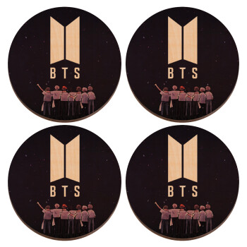 BTS, ΣΕΤ x4 Σουβέρ ξύλινα στρογγυλά plywood (9cm)