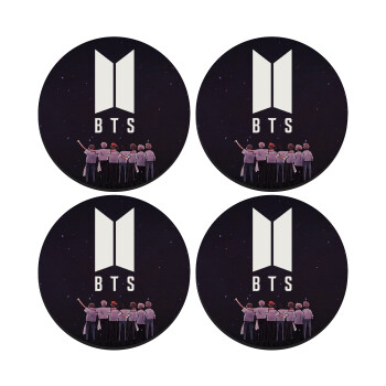 BTS, ΣΕΤ 4 Σουβέρ ξύλινα στρογγυλά (9cm)
