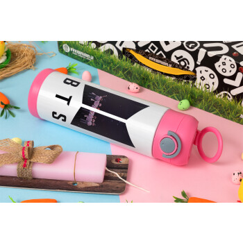 BTS, Easter candle, Childrens hot water bottle, stainless steel, with safety straw, PINK (500ml)