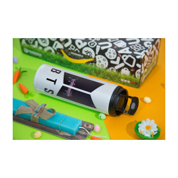 BTS, Easter candle,Travel Tumbler 2 Lids, with metal straw & cleaning brush & aromatic flat candle (30cm) (BLUE)