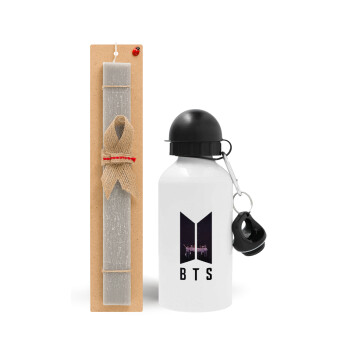 BTS, Easter Set, metallic aluminum water bottle (500ml) & aromatic flat Easter candle (30cm) (GRAY)