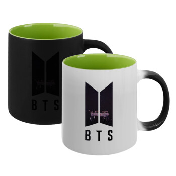 BTS, Κούπα Μαγική εσωτερικό πράσινο, κεραμική 330ml που αλλάζει χρώμα με το ζεστό ρόφημα