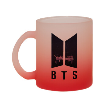 BTS, Κούπα γυάλινη δίχρωμη με βάση το κόκκινο ματ, 330ml