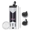 Travel Tumbler 2 Lids, with metal straw & cleaning brush (Stainless steel 304 Food grade, BPA free, 600ml)