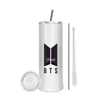 BTS, Eco friendly stainless steel tumbler 600ml, with metal straw & cleaning brush