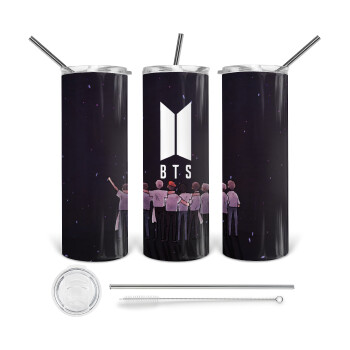 BTS, 360 Eco friendly stainless steel tumbler 600ml, with metal straw & cleaning brush