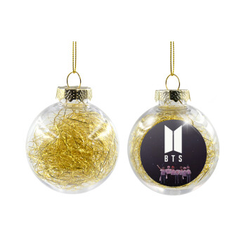 BTS, Χριστουγεννιάτικη μπάλα δένδρου διάφανη με χρυσό γέμισμα 8cm
