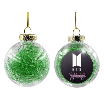 BTS, Χριστουγεννιάτικη μπάλα δένδρου διάφανη με πράσινο γέμισμα 8cm