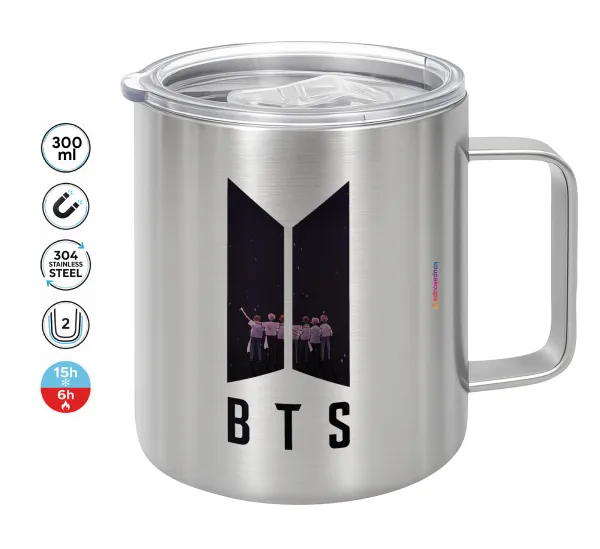 BTS — Double-walled stainless steel mug 300ml with temperature-retaining lid