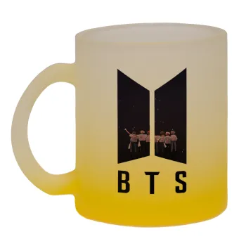 BTS, Κούπα γυάλινη δίχρωμη με βάση το κίτρινο ματ, 330ml