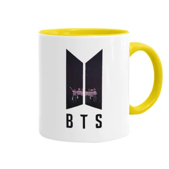 BTS, Κούπα χρωματιστή κίτρινη, κεραμική, 330ml
