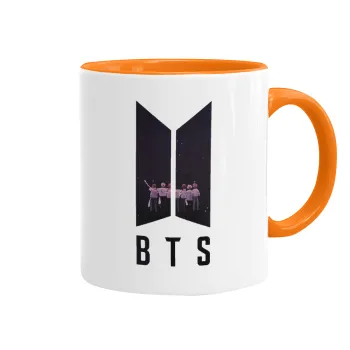 BTS, Κούπα χρωματιστή πορτοκαλί, κεραμική, 330ml