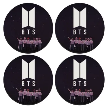 BTS, ΣΕΤ 4 Σουβέρ ξύλινα στρογγυλά (9cm)