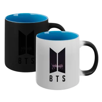 BTS, Κούπα Μαγική εσωτερικό μπλε, κεραμική 330ml που αλλάζει χρώμα με το ζεστό ρόφημα