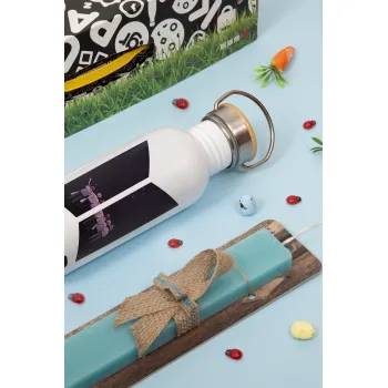 BTS, Πασχαλινή Λαμπάδα με παγούρι μεταλλικό (620ml, stainless steel) & κερί αρωματικό πλακέ (30cm) (ΤΙΡΚΟΥΑΖ)