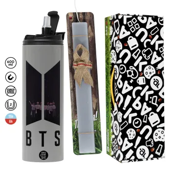BTS, Easter candle with Grey Tumbler Thermo 600ml & aromatic flat candle (30cm) (GREY)
