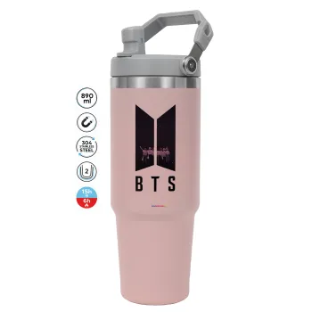 BTS, Pink color, 890ml (30oz) stainless Steel Tumbler with Handle