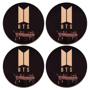 BTS, ΣΕΤ x4 Σουβέρ ξύλινα στρογγυλά plywood (9cm)