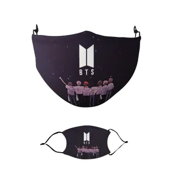 BTS, Μάσκα υφασμάτινη παιδική πολλαπλών στρώσεων με υποδοχή φίλτρου