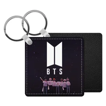 BTS, Μπρελόκ Δερματίνη, τετράγωνο ΜΑΥΡΟ (5x5cm)