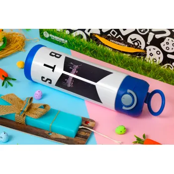 BTS, Easter candle, Childrens hot water bottle, stainless steel, with safety straw, BLUE (500ml)