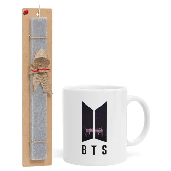 BTS, Πασχαλινή Λαμπάδα με Κούπα κεραμική (330ml) & κερί αρωματικό πλακέ (30cm) (ΓΚΡΙ)
