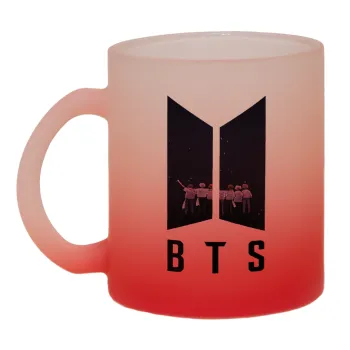 BTS, Κούπα γυάλινη δίχρωμη με βάση το κόκκινο ματ, 330ml