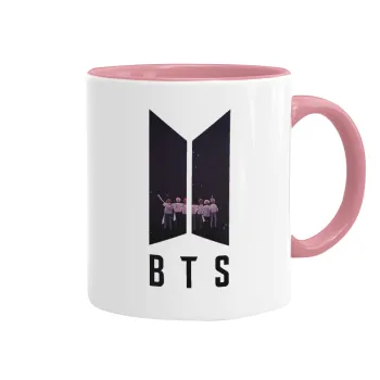 BTS, Κούπα χρωματιστή ροζ, κεραμική, 330ml