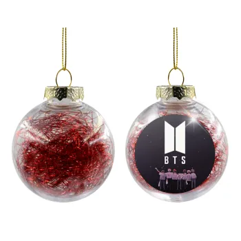 BTS, Transparent Christmas tree ball ornament with red filling 8cm