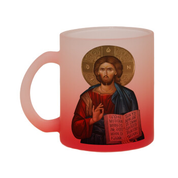 Ιησούς, Κούπα γυάλινη δίχρωμη με βάση το κόκκινο ματ, 330ml