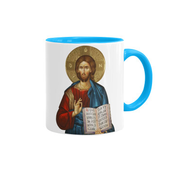 Jesus, Mug colored light blue, ceramic, 330ml