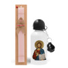Easter Set, metallic aluminum bottle (500ml) & aromatic flat Easter candle (30cm) (PINK)