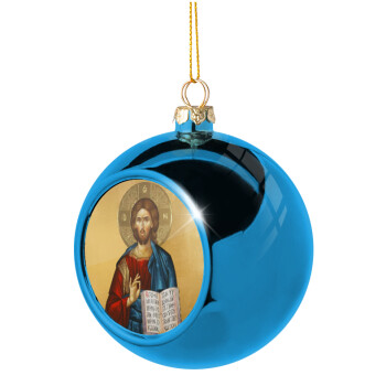 Ιησούς, Χριστουγεννιάτικη μπάλα δένδρου Μπλε 8cm