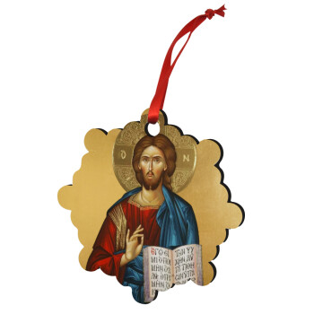 Ιησούς, Χριστουγεννιάτικο στολίδι snowflake ξύλινο 7.5cm