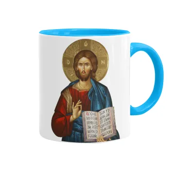 Jesus, Mug colored light blue, ceramic, 330ml