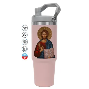 Jesus, PINK Travel Tumbler with Handle 890ml