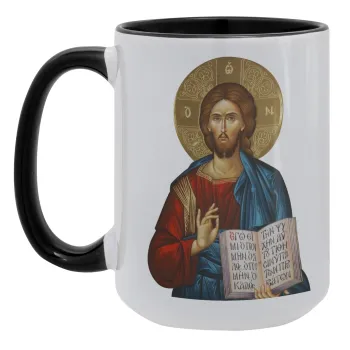 Ιησούς, Κούπα Mega 15oz, κεραμική Μαύρη, 450ml