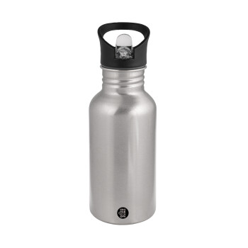 BLANK, Water bottle Silver with straw, stainless steel 500ml