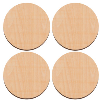 BLANK, ΣΕΤ x4 Σουβέρ ξύλινα στρογγυλά plywood (9cm)
