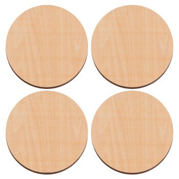 BLANK, ΣΕΤ x4 Σουβέρ ξύλινα στρογγυλά plywood (9cm)