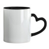 Mug heart black handle, ceramic, 330ml