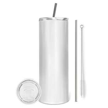 BLANK, Eco friendly stainless steel tumbler 600ml, with metal straw & cleaning brush